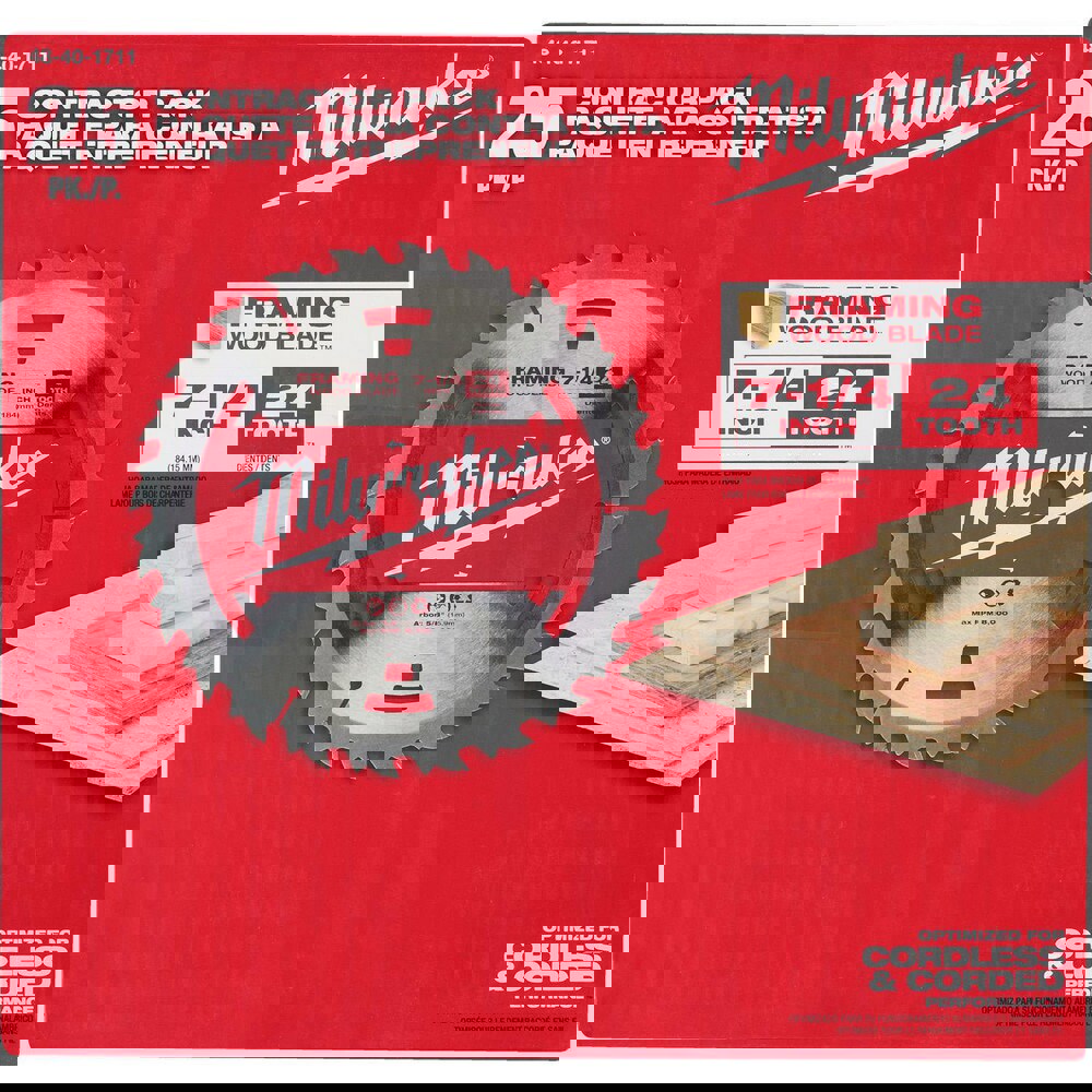 Wet & Dry-Cut Saw Blades; Blade Diameter (Inch): 7-1/4 ; Blade Material: Carbide ; Blade Thickness (Decimal Inch): 0.3000 ; Arbor Hole Diameter (Inch): 5/8 ; Number of Teeth: 24 ; Application: Cutting; Framing; Woodworking; Construction